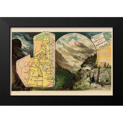 New Hampshire Black Modern Wood Framed Art Print by Arbuckle Brothers