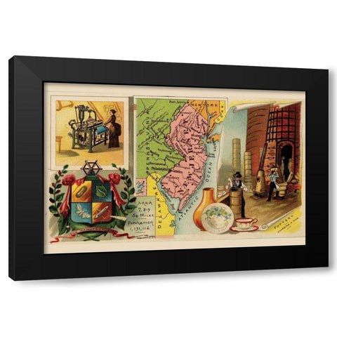 New Jersey Black Modern Wood Framed Art Print with Double Matting by Arbuckle Brothers