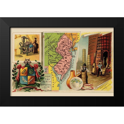 New Jersey Black Modern Wood Framed Art Print by Arbuckle Brothers