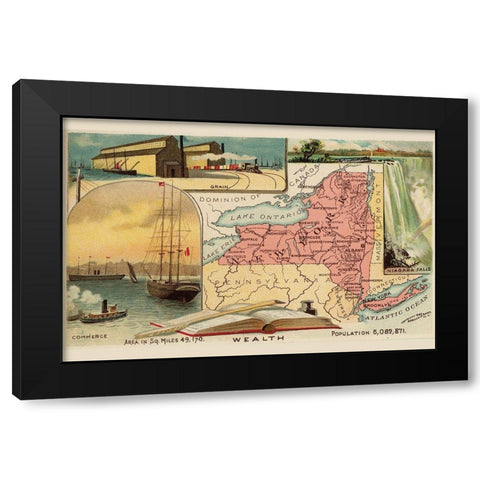 New York Black Modern Wood Framed Art Print by Arbuckle Brothers