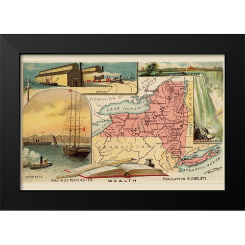 New York Black Modern Wood Framed Art Print by Arbuckle Brothers
