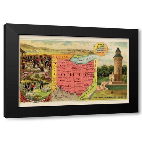 Ohio Black Modern Wood Framed Art Print by Arbuckle Brothers