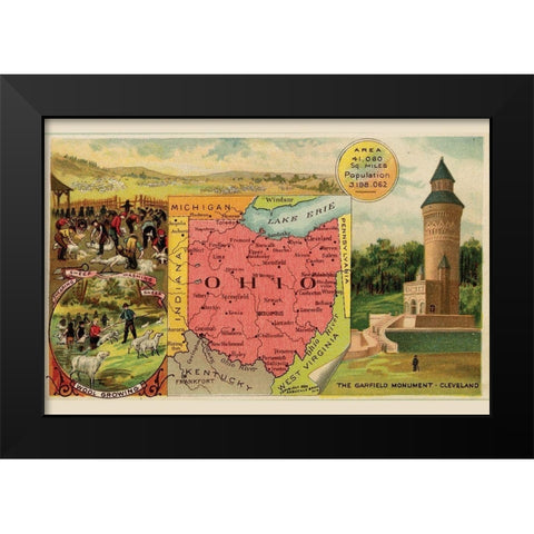 Ohio Black Modern Wood Framed Art Print by Arbuckle Brothers