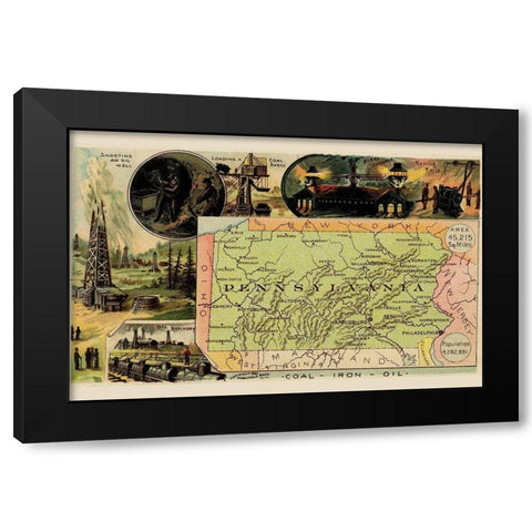 Pennsylvania Black Modern Wood Framed Art Print with Double Matting by Arbuckle Brothers