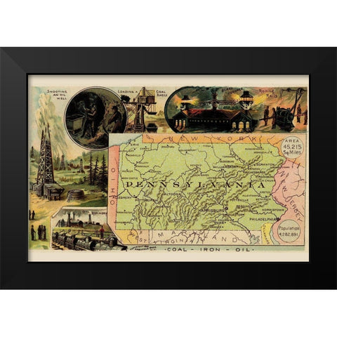 Pennsylvania Black Modern Wood Framed Art Print by Arbuckle Brothers