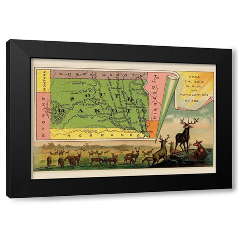 South Dakota Black Modern Wood Framed Art Print with Double Matting by Arbuckle Brothers
