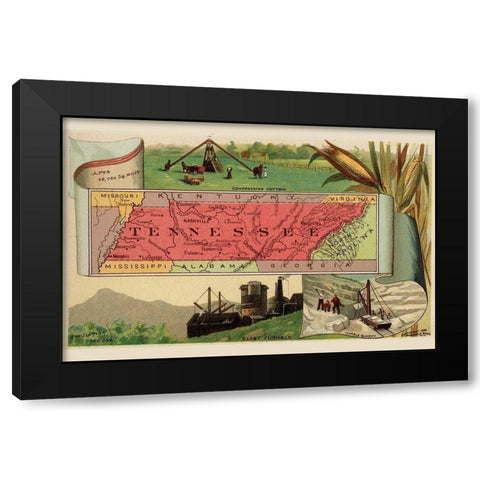 Tennessee Black Modern Wood Framed Art Print with Double Matting by Arbuckle Brothers