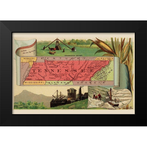 Tennessee Black Modern Wood Framed Art Print by Arbuckle Brothers