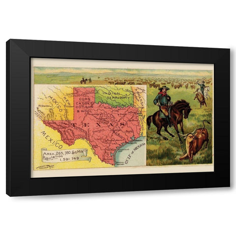Texas Black Modern Wood Framed Art Print with Double Matting by Arbuckle Brothers