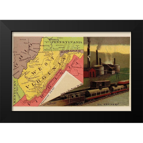 West Virginia Black Modern Wood Framed Art Print by Arbuckle Brothers
