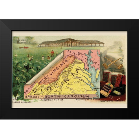 Virginia Black Modern Wood Framed Art Print by Arbuckle Brothers