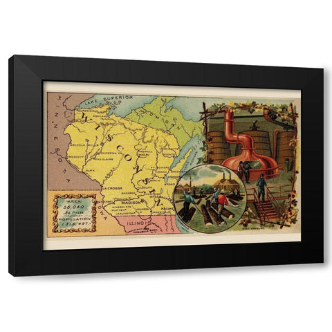 Wisconsin Black Modern Wood Framed Art Print with Double Matting by Arbuckle Brothers