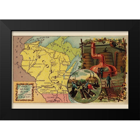 Wisconsin Black Modern Wood Framed Art Print by Arbuckle Brothers