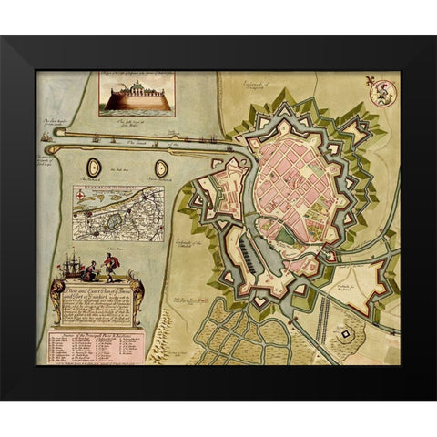 Survey of London Westminster and Southwark 1700 Black Modern Wood Framed Art Print by Beeck, Anna