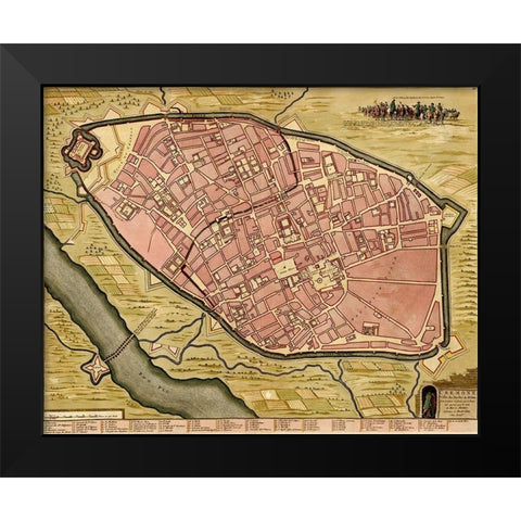 Cuneum or Cuneoin Italy 1700 Black Modern Wood Framed Art Print by Beeck, Anna