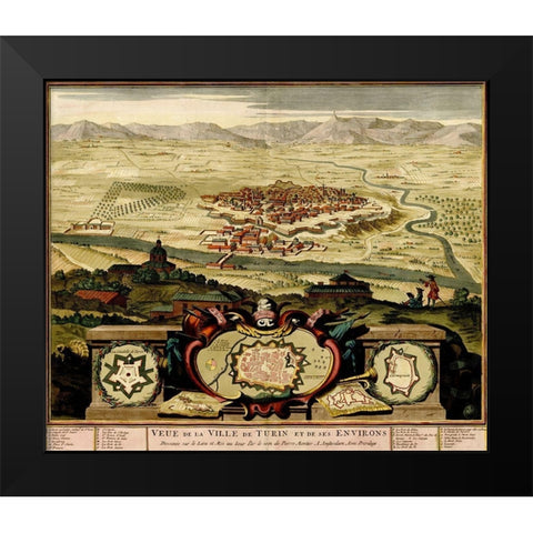 Ivrea Near Turin 1700 Black Modern Wood Framed Art Print by Beeck, Anna