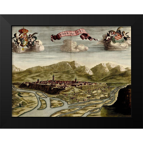 Battlements at Milan 1700 Black Modern Wood Framed Art Print by Beeck, Anna