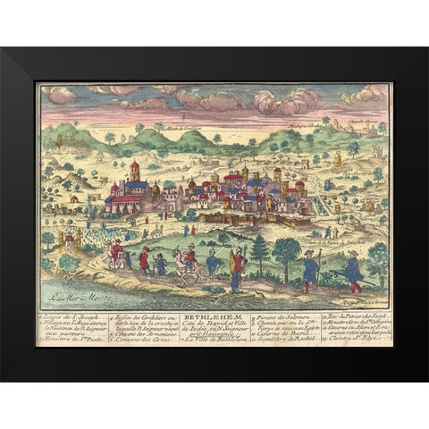 Bethlehem City of David Black Modern Wood Framed Art Print by Chereau, Jacque le jeune