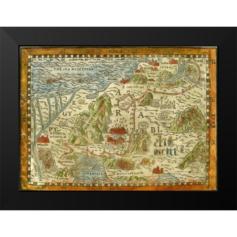 Exodus Black Modern Wood Framed Art Print by Vintage Maps