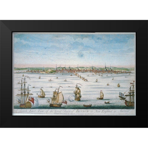 Boston in 1750 Black Modern Wood Framed Art Print by Carwitham, John J