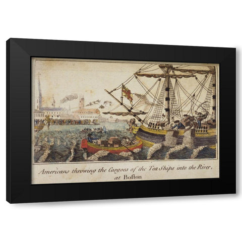Boston Tea Party Black Modern Wood Framed Art Print with Double Matting by Vintage Places
