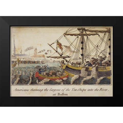 Boston Tea Party Black Modern Wood Framed Art Print by Vintage Places