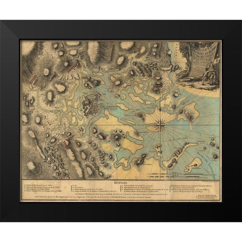Map of Boston during the Revolution Black Modern Wood Framed Art Print by Vintage Places