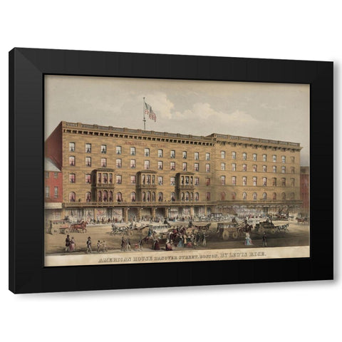 American House Hotel Hanover Street Black Modern Wood Framed Art Print with Double Matting by Rice, Lewis
