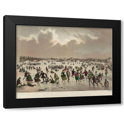 Jamaica Pond West Roxbury Black Modern Wood Framed Art Print by Buford, J H