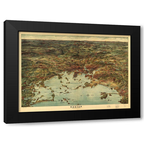 Boston and Environs Black Modern Wood Framed Art Print by George Walker and Co