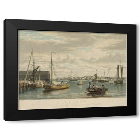 Boston from the ship house Black Modern Wood Framed Art Print with Double Matting by Bennett, W J