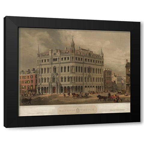 Masonic Temple Black Modern Wood Framed Art Print by Buford