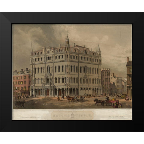 Masonic Temple Black Modern Wood Framed Art Print by Buford