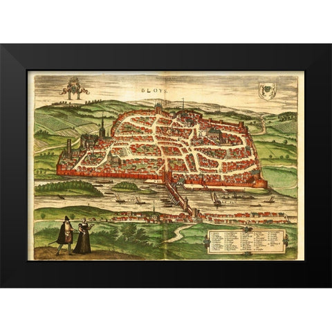 Blois Black Modern Wood Framed Art Print by Hogenberg, Braun