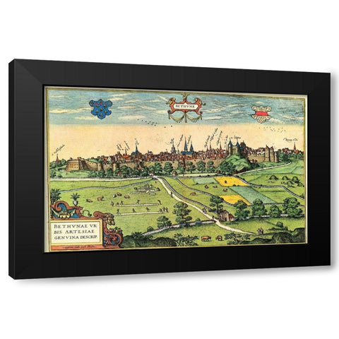 Bethune Black Modern Wood Framed Art Print by Hogenberg, Braun