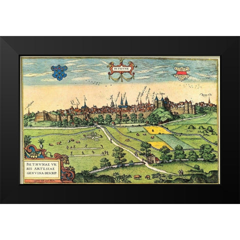 Bethune Black Modern Wood Framed Art Print by Hogenberg, Braun