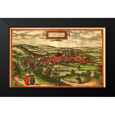 Blamont Black Modern Wood Framed Art Print by Hogenberg, Braun