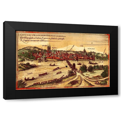 Frankfurt an der Oder Black Modern Wood Framed Art Print with Double Matting by Hogenberg, Braun