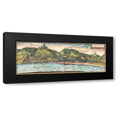 Cochem Black Modern Wood Framed Art Print with Double Matting by Hogenberg, Braun