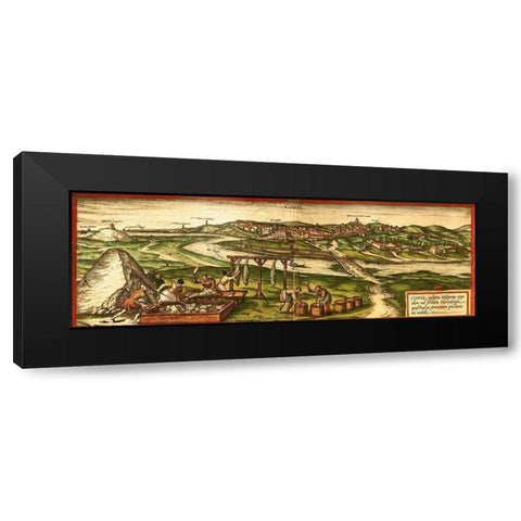 Conil de la Frontera Black Modern Wood Framed Art Print with Double Matting by Hogenberg, Braun