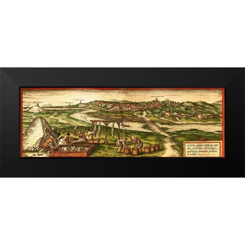 Conil de la Frontera Black Modern Wood Framed Art Print by Hogenberg, Braun