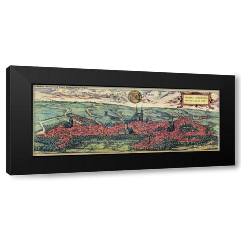 Eisleben in Saxony Black Modern Wood Framed Art Print by Hogenberg, Braun