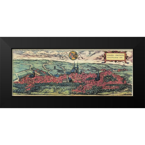 Eisleben in Saxony Black Modern Wood Framed Art Print by Hogenberg, Braun