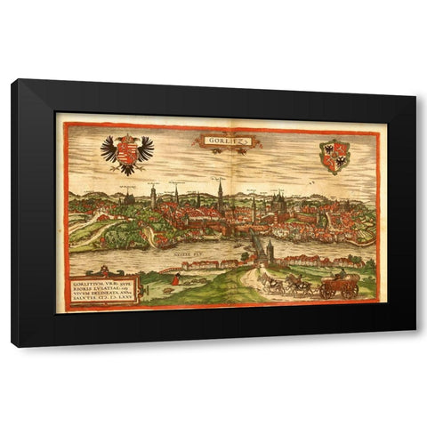 Gorlitz Germany Black Modern Wood Framed Art Print by Hogenberg, Braun