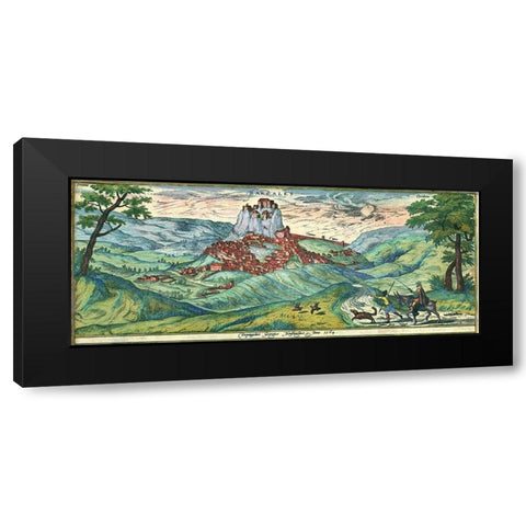 Ardales Spain Black Modern Wood Framed Art Print by Hogenberg, Braun