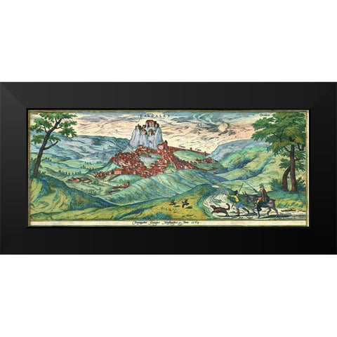 Ardales Spain Black Modern Wood Framed Art Print by Hogenberg, Braun