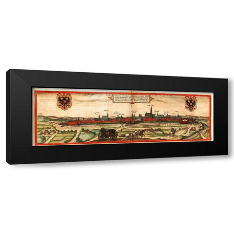 Vienna Austria Wien Black Modern Wood Framed Art Print by Hogenberg, Braun