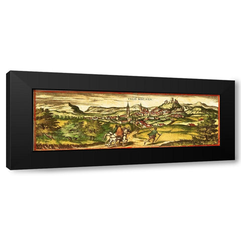 Velez Malaga Spain Black Modern Wood Framed Art Print by Hogenberg, Braun