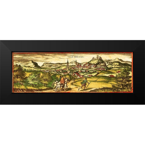 Velez Malaga Spain Black Modern Wood Framed Art Print by Hogenberg, Braun