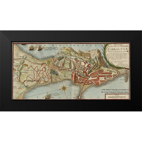 Gibraltar Black Modern Wood Framed Art Print by Fer, Nicolas de